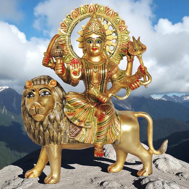 Brass Showpiece Durgaji Colour  God Idol Statue - 10*4*12 Inch (BS937 N)