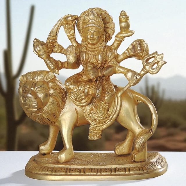 Brass Showpiece Durga Ji God Idol Statue - 4.5*2*5.5 inch (BS1028 C)