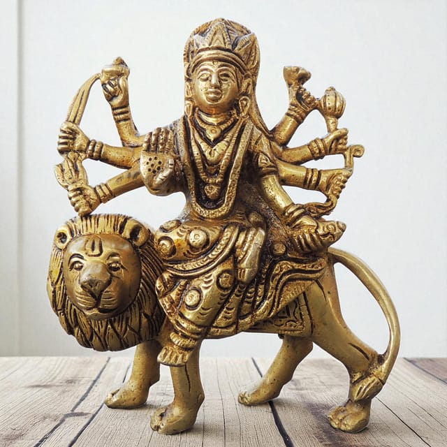 Brass Showpiece Durga Ji God Idol Statue - 5*1.5*5.5 Inch (BS1028 Z)