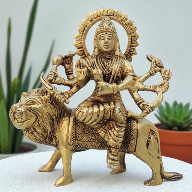 Brass Showpiece Durga Ji God Idol Statue - 5*1.5*6 inch (BS1028 D)
