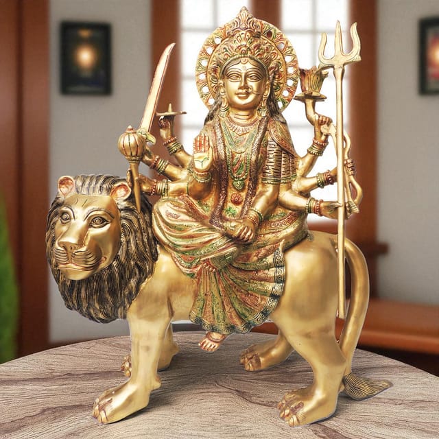 Brass Showpiece Durga Ji God Idol Statue - 19.5*10.5*22.5 inch (BS1217 A)