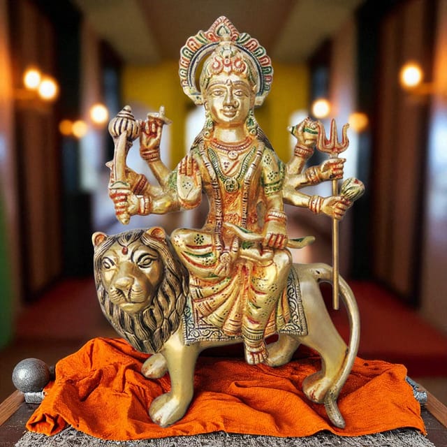 Brass Showpiece Durga Ji God Idol Statue - 7*3*10.5 inch (BS937 B)