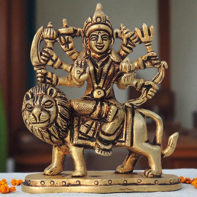 Brass Showpiece Durga Ji God Idol Statue - 3*1.5*3.5 Inch (BS1445 E)