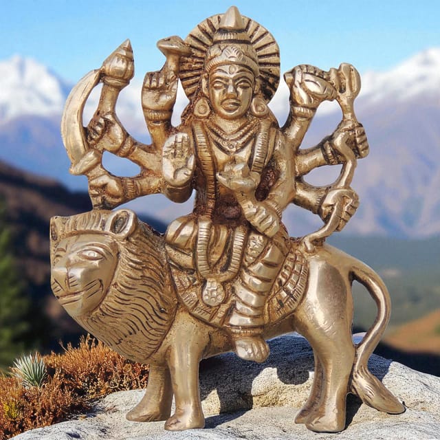 Brass Showpiece Durga Ji God Idol Statue - 3.5*1.5*4 inch (BS745 A)