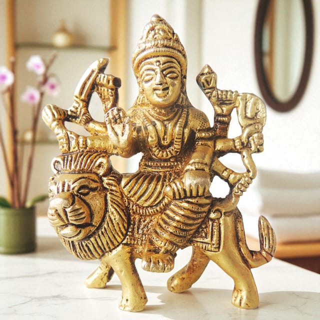 Brass Showpiece Durga Ji God Idol Statue - 3.5*1.5*3 inch (BS1227 A)