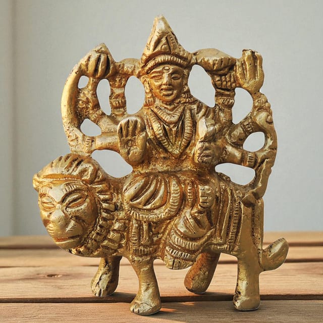 Brass Showpiece Durga Ji God Idol Statue - 2*0.8*2.3 inch (BS746 A)