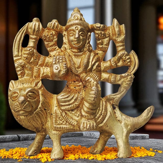 Brass Showpiece Durga Ji God Idol Statue - 2*0.7*2.3 inch (BS746 C)