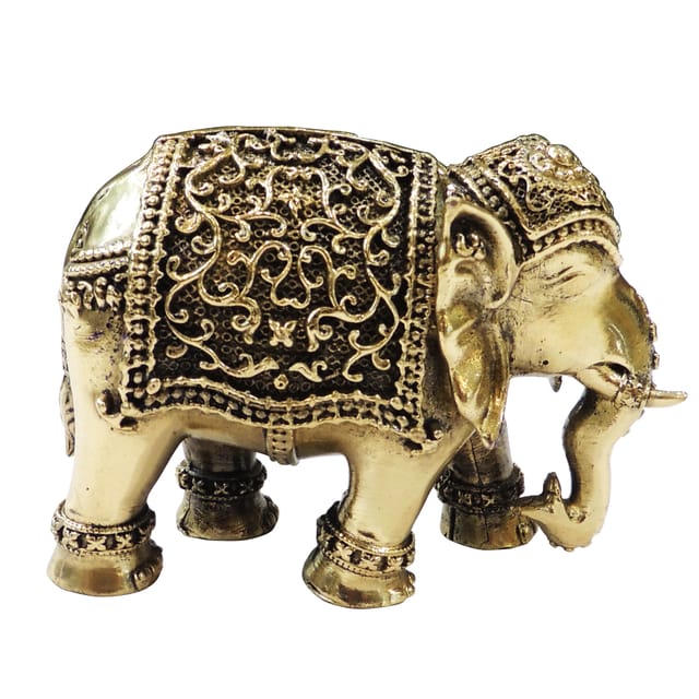 Brass Showpiece Elephant Statue - 4*2*3 Inch (BS1707 M)