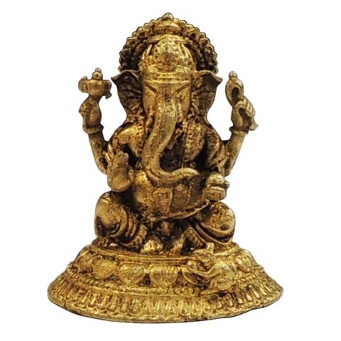 Brass Showpiece Ganesh Ji God Idol Statue - 1.2*1*1.5 Inch (BS1872 G)