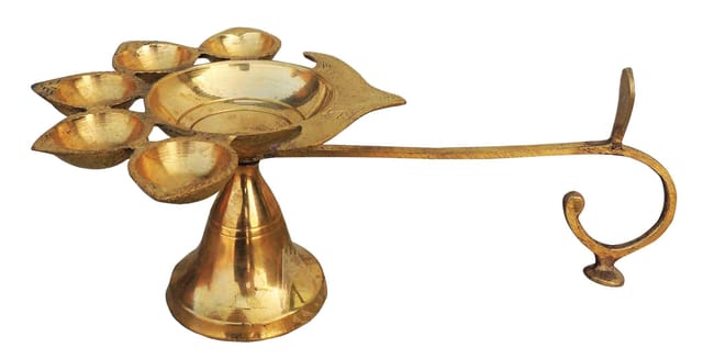 Brass Table Decor Oil Lamp Deepak 5 Wicks  - 9.5*6*3.3 inch (F317 F)