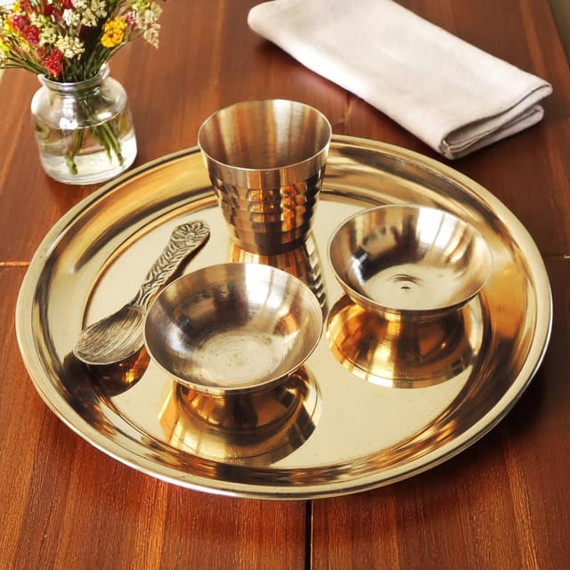 Brass Laddu Gopal Thali Set - 5*5*1.3 inch (Z461 F)