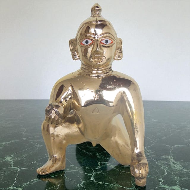 Brass Showpiece Laddu Gopal God Idol Statue  - 6.5*4*6 inch (BS871 D)