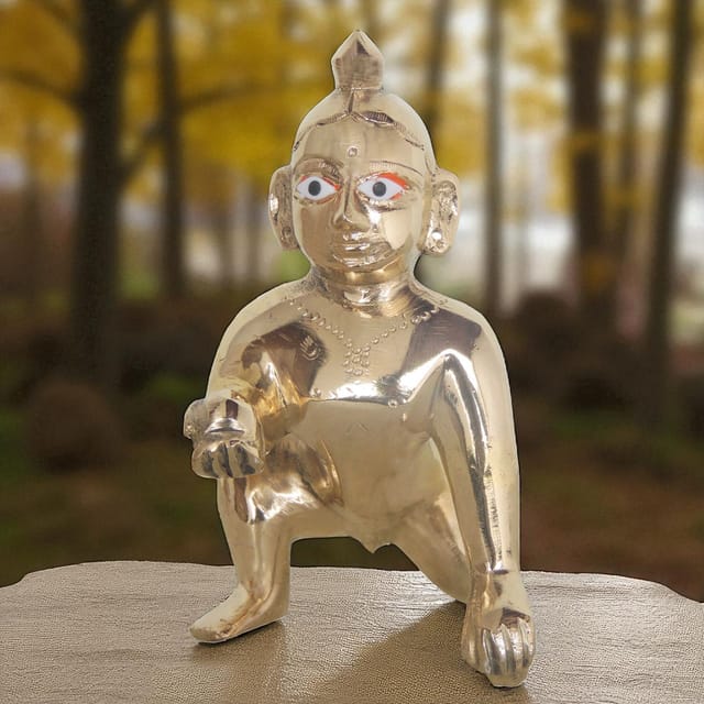 Brass Showpiece Laddu Gopal God Idol Statue  - 5*3.3*5.5 inch (BS871 C)