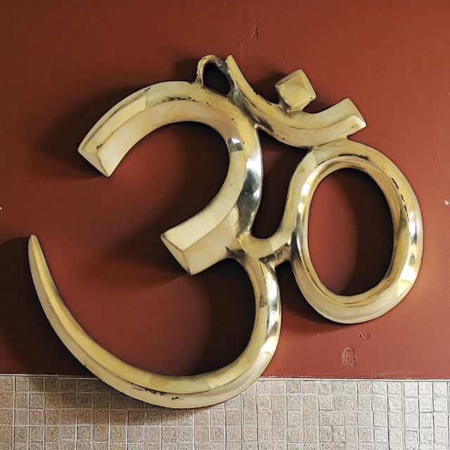 Brass Showpiece Wall Hanging Om - 8.5*0.5*8 inch (F657 D)