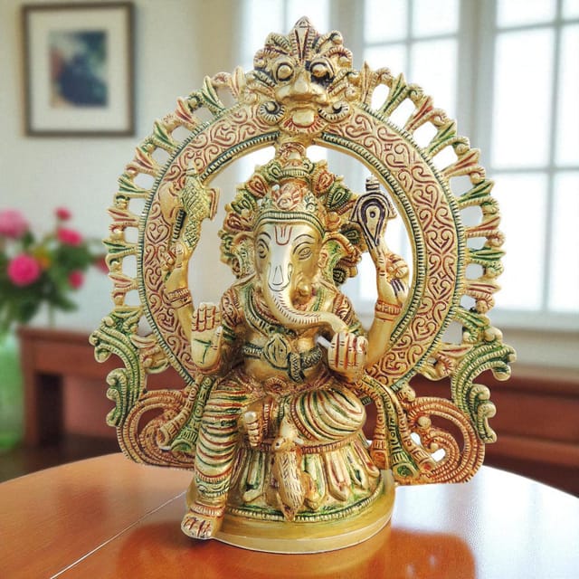 Brass Showpiece Ganesh Ji Statue - 8*3.2*8.5 inch (BS1240 G)