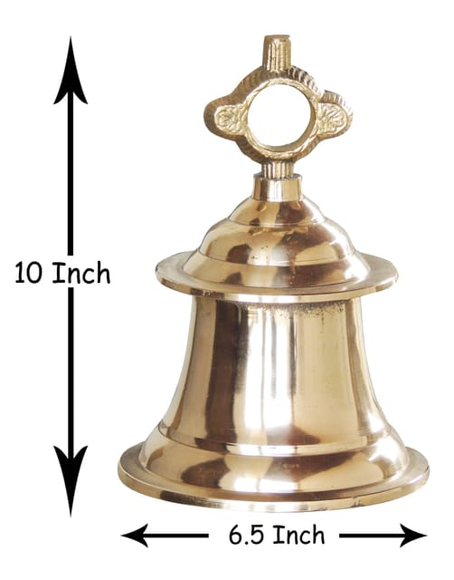 Brass Hanging Temple Pooja Bell, Ghanta - 6.5*6.5*10 Inch (Z223 G)