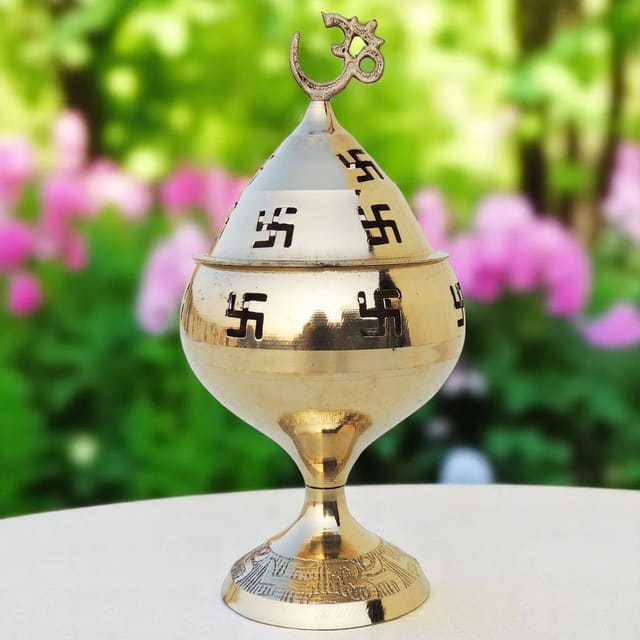 Brass Table Decor Oil Lamp Om Pakija Deepak - 2.5*2.5*4.5 inch (Z164 F)