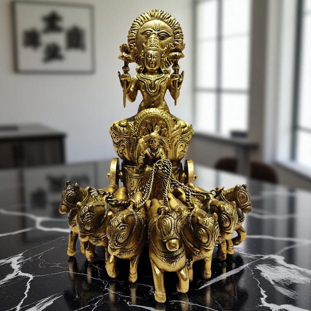 Brass Showpiece Surya Dev Rath - 11*7*11 inches (BS191)