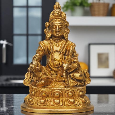Brass Gift Center Brass Showpiece Kuber Ji God Idol Statue - 2.5*2*3.5 inch (BS396 E)