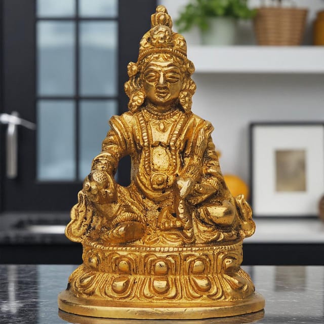 Brass Gift Center Brass Showpiece Kuber Ji God Idol Statue - 2.5*2*3.5 inch (BS396 E)