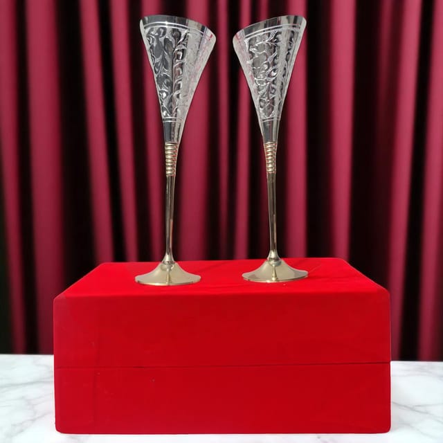 Goblet 2 pcs horn With Silver Finish (B077)