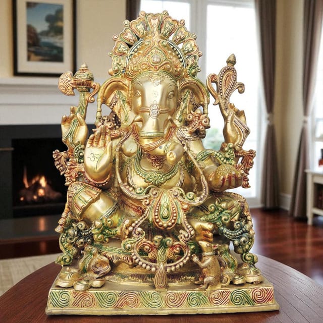Brass Showpiece Ganesh Ji Statue - 14.3*8*19.2 Inch (BS658)