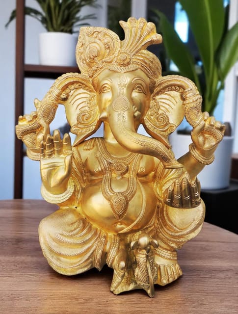 Brass Showpiece Ganesh Ji Statue - 15.5*8*17 Inch (BS001 B)