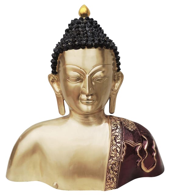 Brass Showpiece Buddha Head and Chest Statue - 16.5*6*18 Inch (BS789 E)