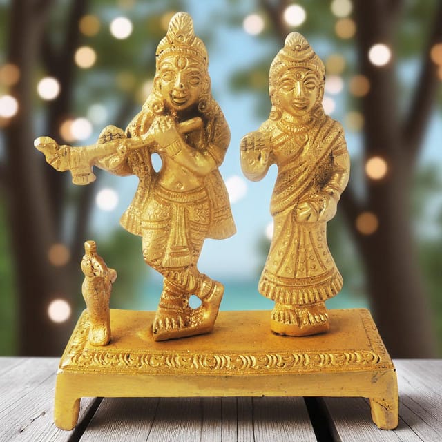 Brass Radha Krishna with Chowki-3.5*1.5*4 (BS1131 B)