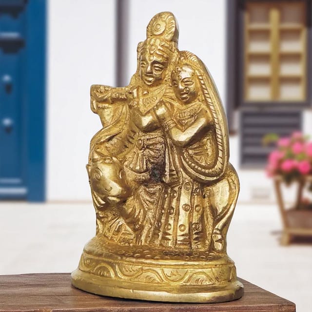 Brass Radha Krishna Cow-1.5*0.6*2.8 (BS026 B)