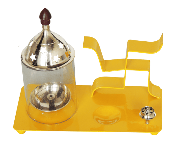 Iron & Brass Swastic Chimney Deepak In Yellow Color No. 2 -7*3.5*6.5 Inches (Z512 Y)