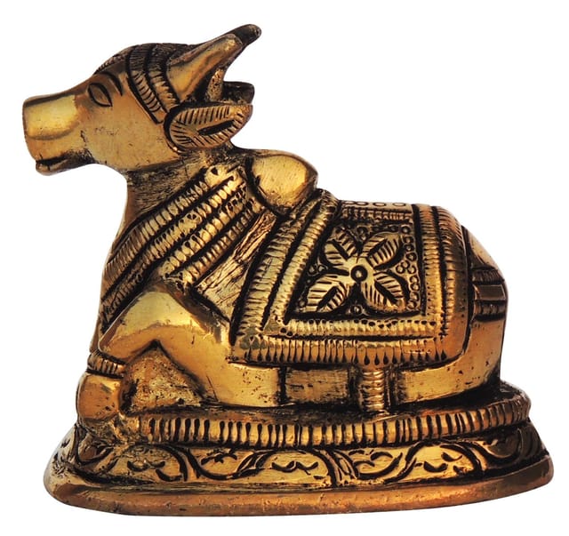 Brass Showpiece Nandi Medium Statue  - 2.3*1.5*2.3 Inch (BS1291 C)