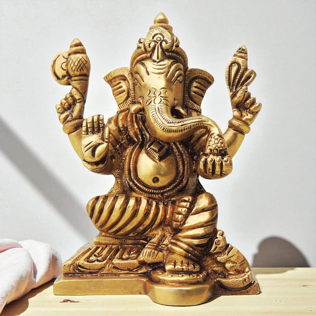 Brass Showpiece Ganesh Ji Statue  - 3.5*2.5*4 Inch (BS1315 G)