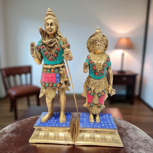 Brass Showpiece Shiv Parvati Pair God Idol Statue (BS127)