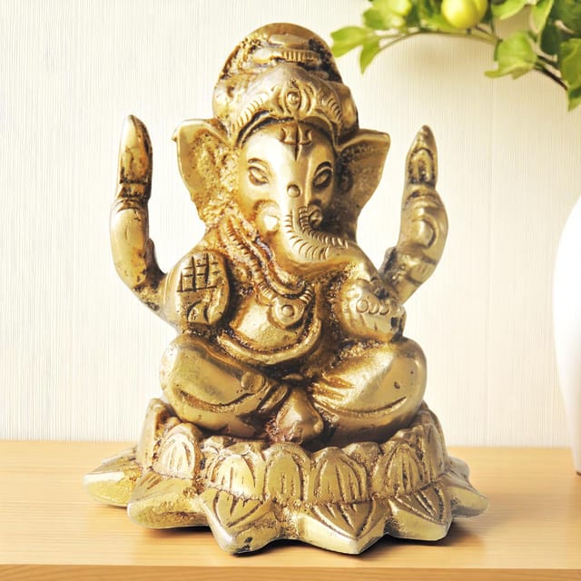 Brass Showpiece Ganesh Ji Statue - 2*2*2.2 Inch (BS1222 G)