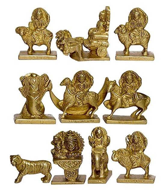 Brass Showpiece 9 Planets, Navagraha Statue - 20*3.7*3 Inch (BS958 A)