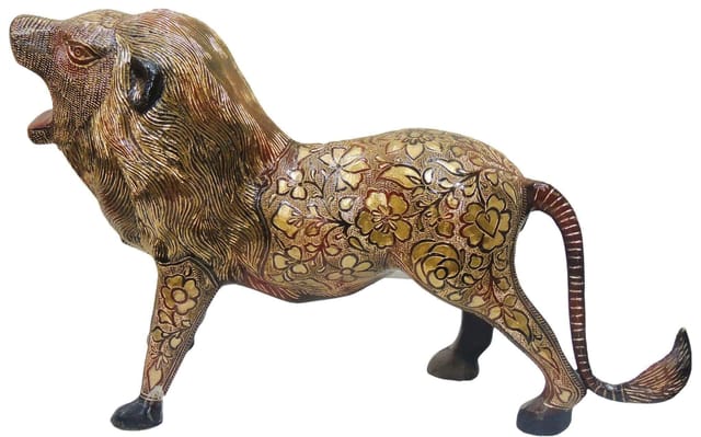 Brass Showpiece Lion Small Statue - 22*5.5*12 inch (AN010 A)