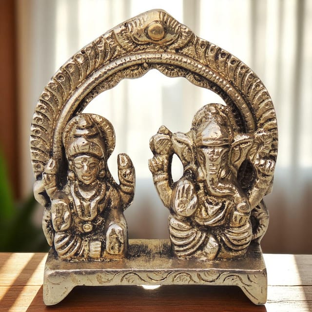 Brass Showpiece Laxmi Ganesh Statue - 2.6*1*3 Inch (BS1233 A)