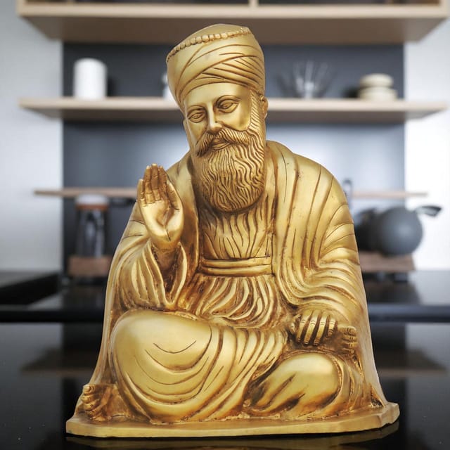 Brass Showpiece Guru Nanak Statue - 11*8.5*13 Inch (BS1102 A)