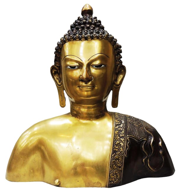 Brass Showpiece Buddha Head Statue - 16.2*6.5*17 Inch (BS789 D)