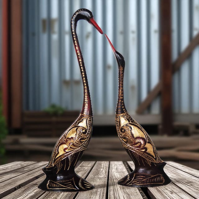 Brass Showpiece Duck Pair Statue - 6.5*1.5*8.5 inch (AN215 A)