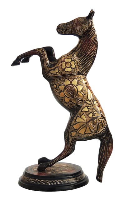 Brass Showpiece Jumping Horse Statue - 7.2*6*14.5 Inch (AN161)