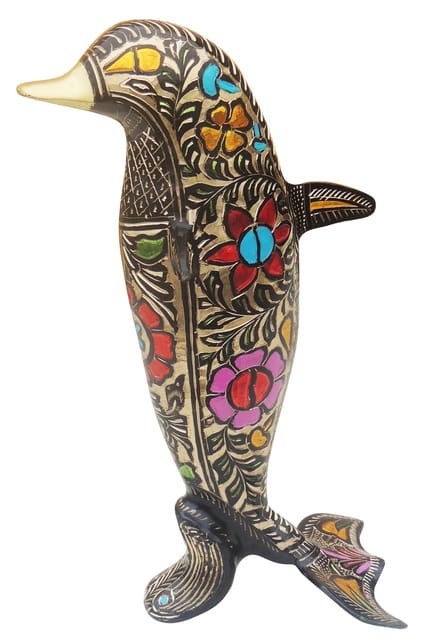 Brass Showpiece Dolphin Statue - 5.5*4.5*13 Inch (AN239 C)