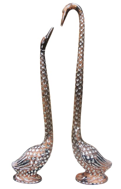 Aluminium Showpiece Duck Pair Statue - 4*3*20 Inch (AN233 A)