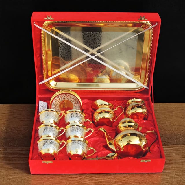 Brass Decorative 6 Pieces Tea Cup Set (B290 G)