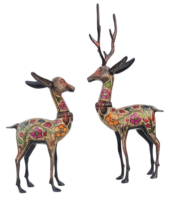 Brass Showpiece Bakri Black Meena Statue - 8*5.2*20.5 Inch (AN155)