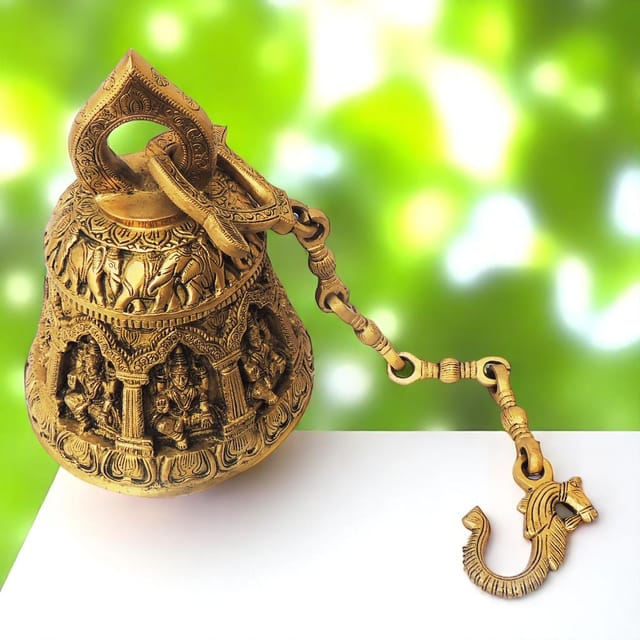 Brass Wall Hanging Temple Bell, Ghanta - 9.5*9.5*12.5 Inch (BS1372 E)