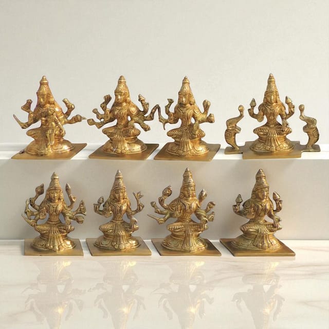 Brass Showpiece Ashthalakshmi Set Laxmi Ji God Idol Statue Set of 8 Piece (BS1213 A)