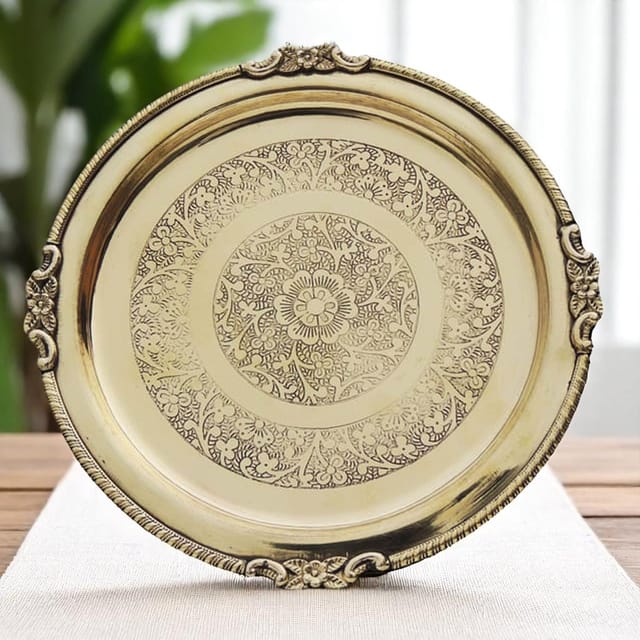 Brass Thali Embose - 8.5*8.5 Inch (BC166 A)