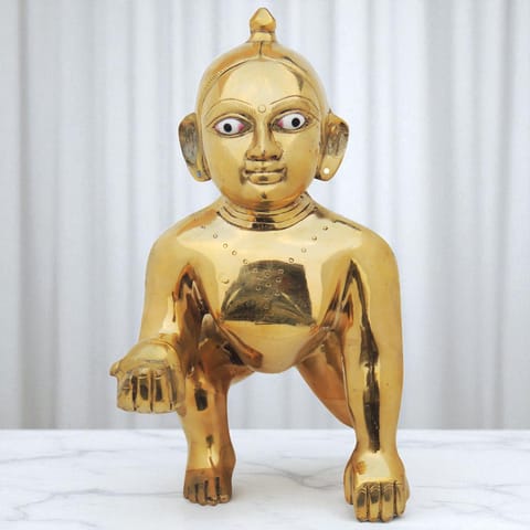 Brass Showpiece Laddu Gopal Statue - 7.5*5.5*11 Inch (BS871 Y)